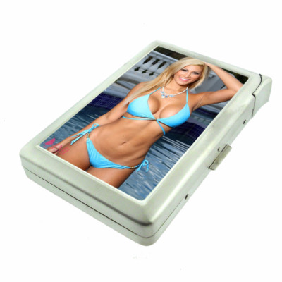 Polish Pin Up Girls D6 Cigarette Case with Built in Lighter Metal Wallet 