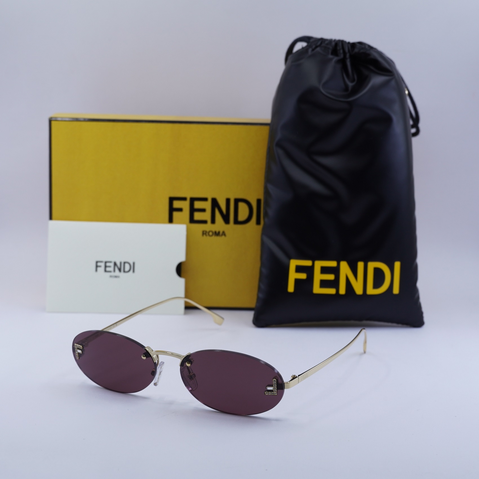 Fendi FE4075US 54-15-135 Gold Violet Sunglasses Authentic New