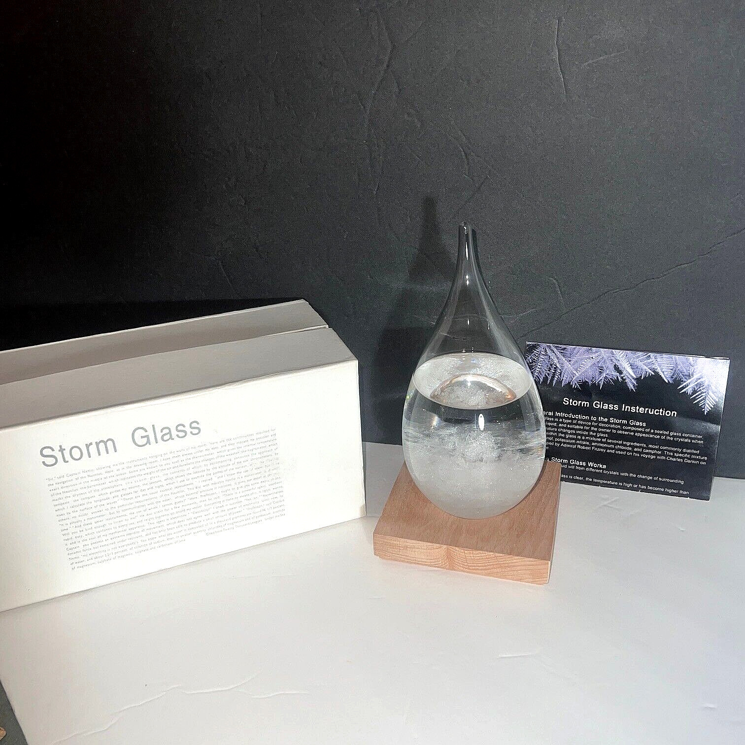 Decorative Blown Glass W/oak Stand