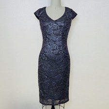 Vfemage Dress Womens Small Mauve Purple Lace V-neck Bodycon