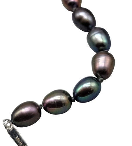 14k H Peacock Tahitian Pearl Choker Necklace Hand Knotted White Gold Clasp 16" - 第 10/11 張圖片