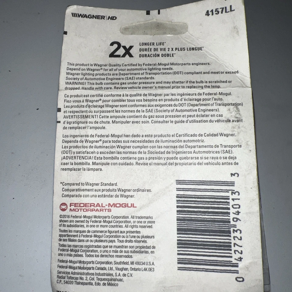 LOTE DE 2 BOMBILLAS WAGNER BP4157LL para Ford Lincoln Mazda Mercury Saab Foto 4 de 4