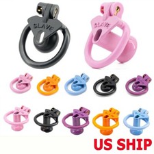 Resin Male Sissy Negative S / L Chastity Cage Lock With Plug Slave 4 Sizes Rings
