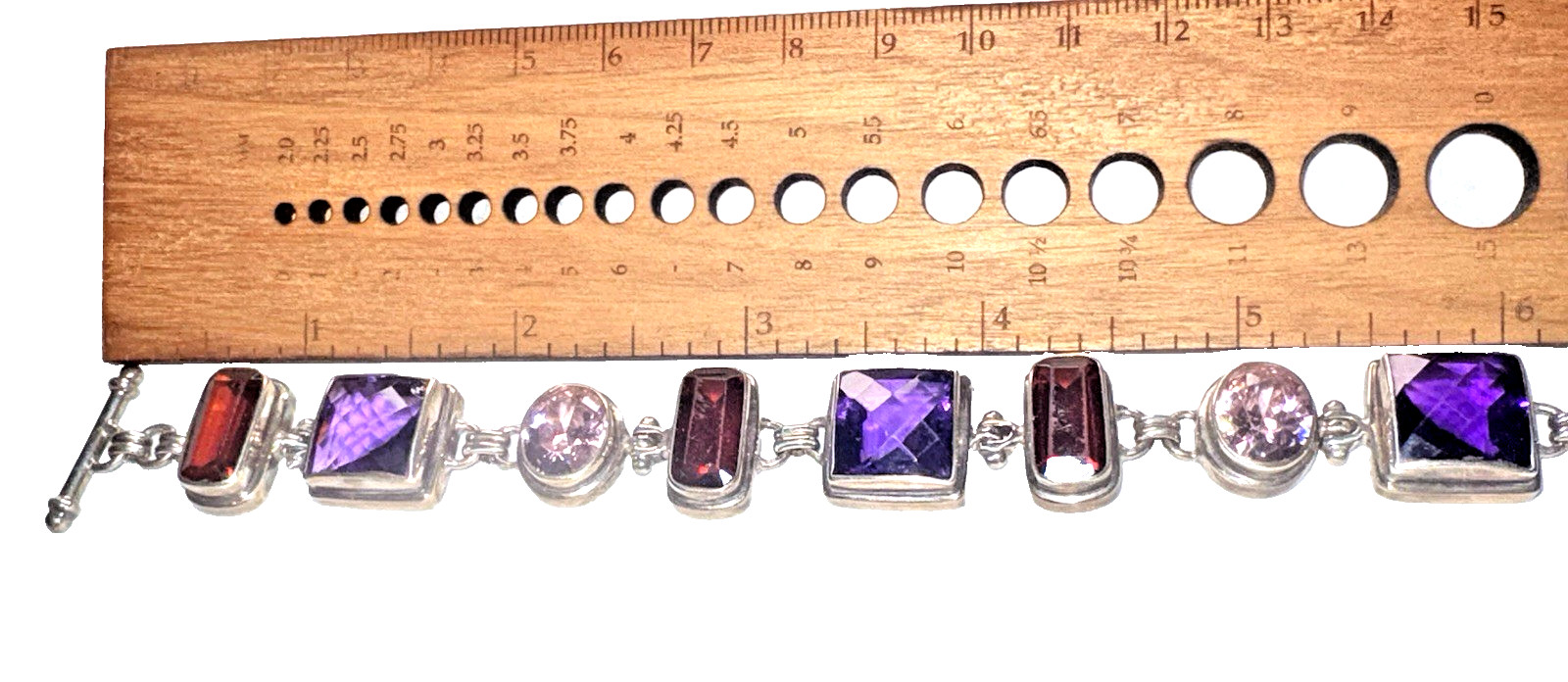 Sterling Silver Quartz  Gemstone Toggle Bracelet - image 3