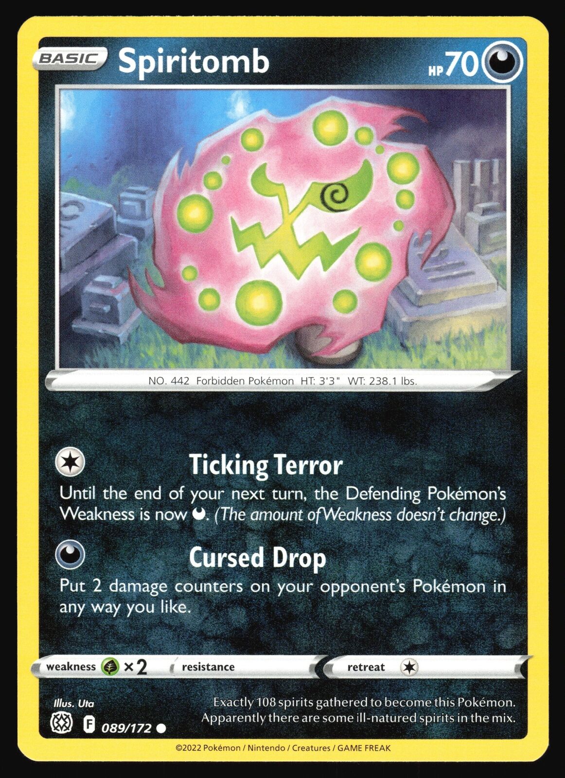 2022 Pokemon TCG Brilliant Stars #089/172 Spiritomb - Common NM/M FREE  SLEEVE