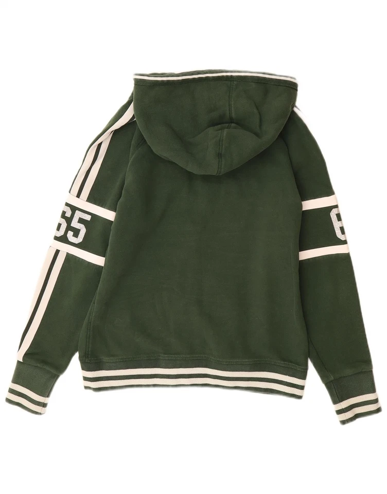 SUPERDRY Mujer Gráfico Cremallera Sudadera con Capucha Suéter Reino Unido 14 Grande Verde Algodón AM11 Foto 2 de 3