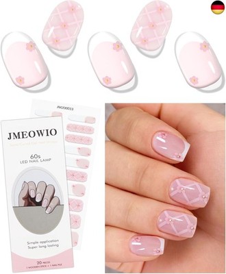 JMEOWIO Nagelfolie French Tip Weiße Rosa Blume Gel Nail Nagelfolien