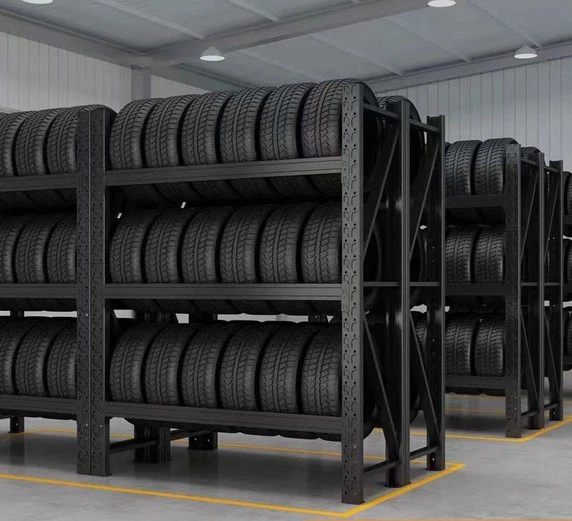 Reifenregal 200x60x200cm 300kg (3-lagig) Reifen Regal Schwerlastregal Schwarz - Bild 2 von 4