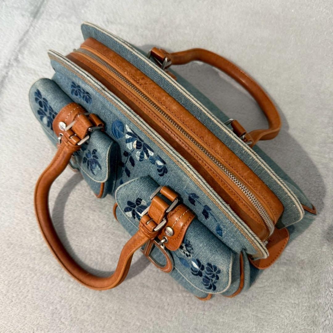 Christian Dior Denim Floral CD Logo Trotter Shoulder Bag