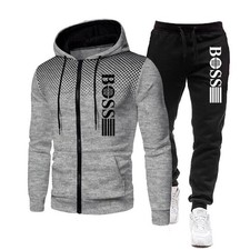 Men's Full Zip Hoodie and Casual Pants Set Two-Piece Tracksuit Autumn Winter