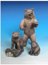 1/35 Scale Grizzly Bear Family Figurines Set Adult & Cubs Wildlife Statue Decor