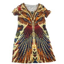 Anthropologie Farm Rio Tropical Bird Print Short Sleeve V Neck Midi Dress Medium