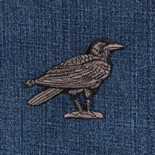 Raven Applique Patch - Embroidered Bird Badge 3" (Iron On)