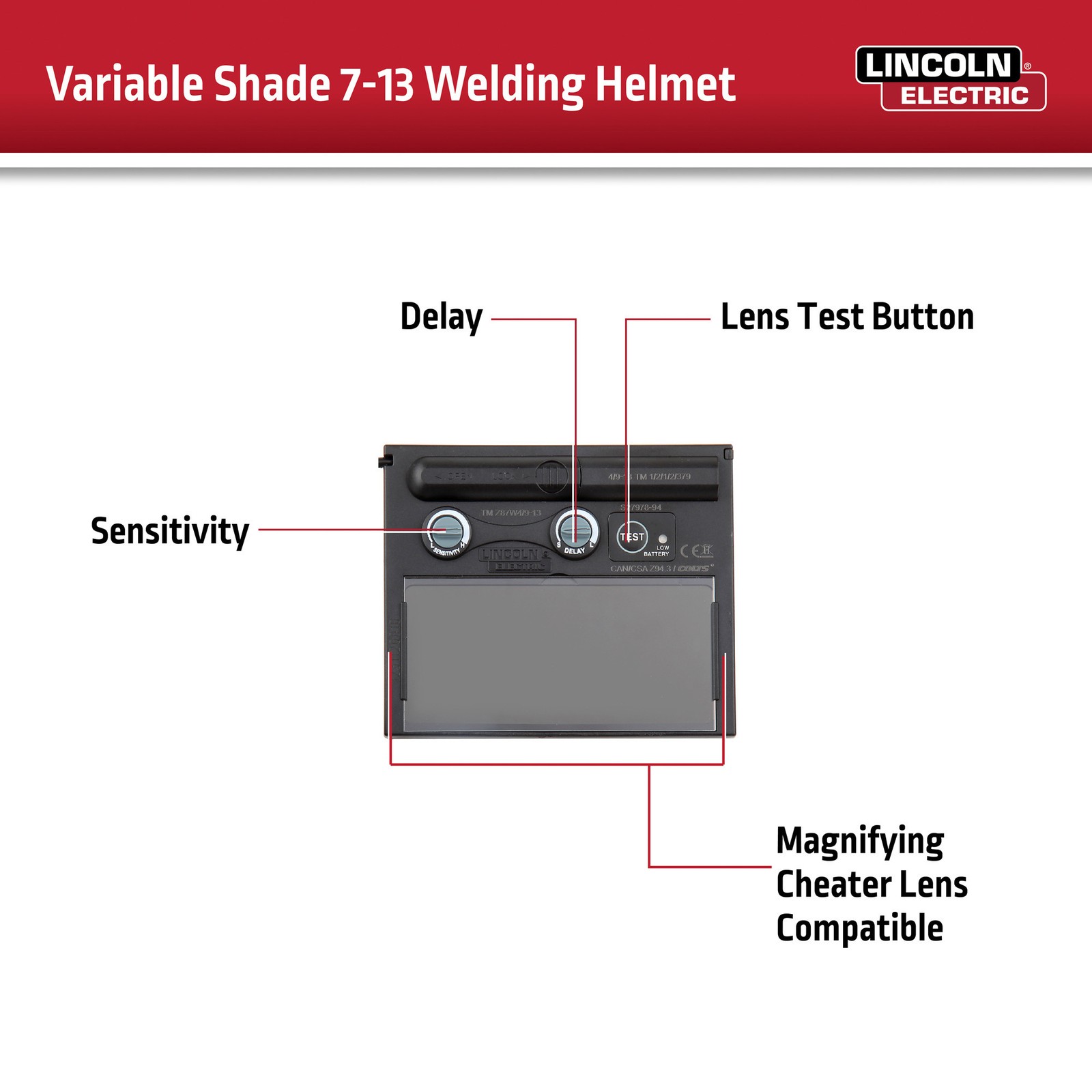 Lincoln Electric Auto-Darkening Variable Shade Welding Helmet with Grind Mode--