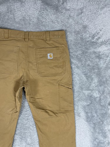 Pantalones Carhartt Resistentes Flexibles Hombres 36x32* Marrón Lona Doble Frente Ropa de Trabajo Utilitaria - Imagen 3 de 14