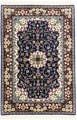 Traditional Oriental Rug 3X4 ft Floral Navy & Maroon Small Decor Carpet