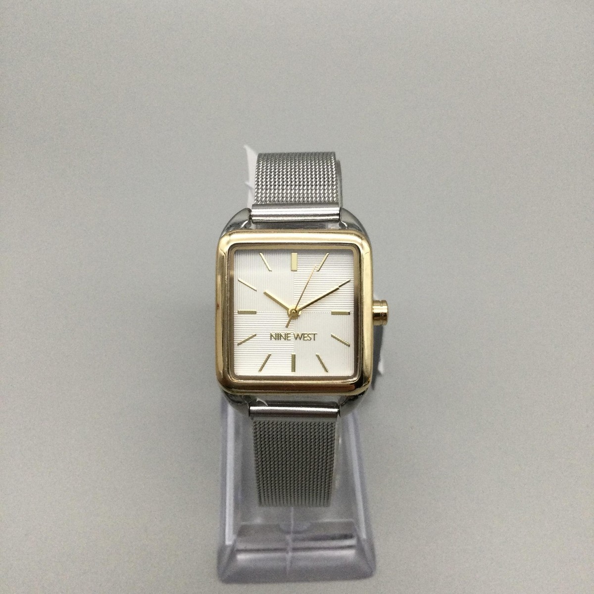 Nine West Women\'s Silver Analog Japanese Quartz Mesh Rectangular Bracelet Watch Vintage-Inspired Metal Bracelet Watch - Silver | Nine West main image 2