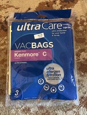 3pk Kenmore Sears UltraCare Type C Canister Vacuum Cleaner Bags, 3-pack, 3x