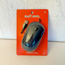 SURF ONN USB Optical Mouse Easy 3-Button and Scroll Wheel Black 6ft Cable - NEW