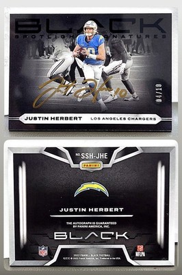 2022 Panini Black Justin Herbert Spotlight Signatures /10 SSP SP