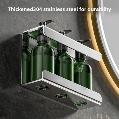 Wall Mounted Soap Dispenser Holder Stainless Steel Bathroom Storage Rack