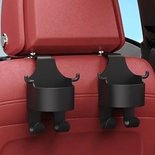 2pcs Car Seat Back Storage Rack Cup Holder Hook Organizer Black Set