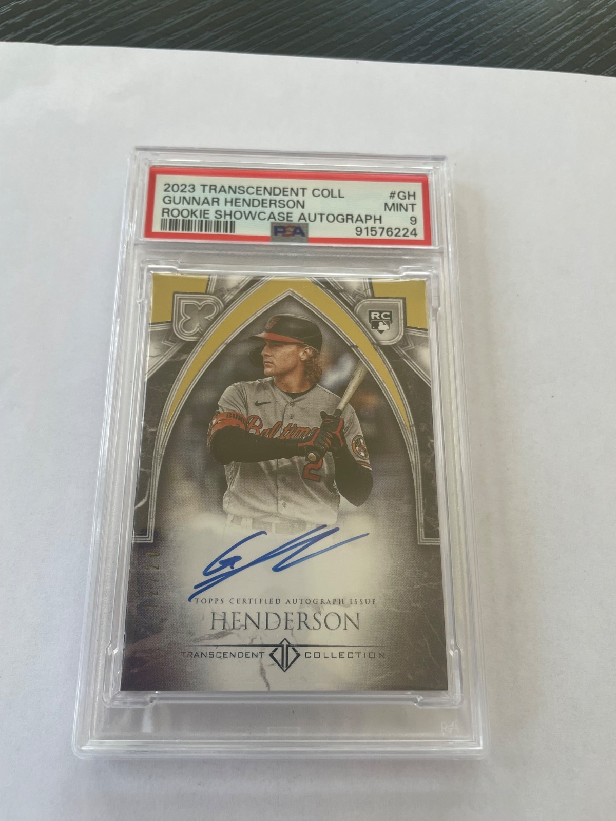 2023 Transcendent Gunnar Henderson Rookie Showcase Auto /20 (RC, AU) PSA 9 POP 1