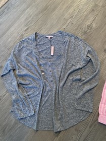 VICTORIA'S SECRET GRAY LONG SLEEVE TOPPINK STRIPED PANT PAJAMA SET Sz S NEW TAGS