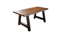 Esstisch Baumkante Massiv Akazie Nussbaumfarben 300X100 A-Gestell Schwarz Alican