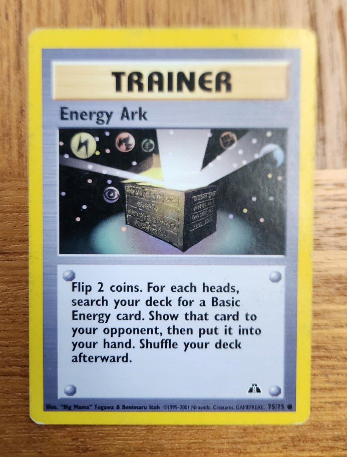 Energy Ark Pokemon Trainer Card, Neo Discovery Set 75/75