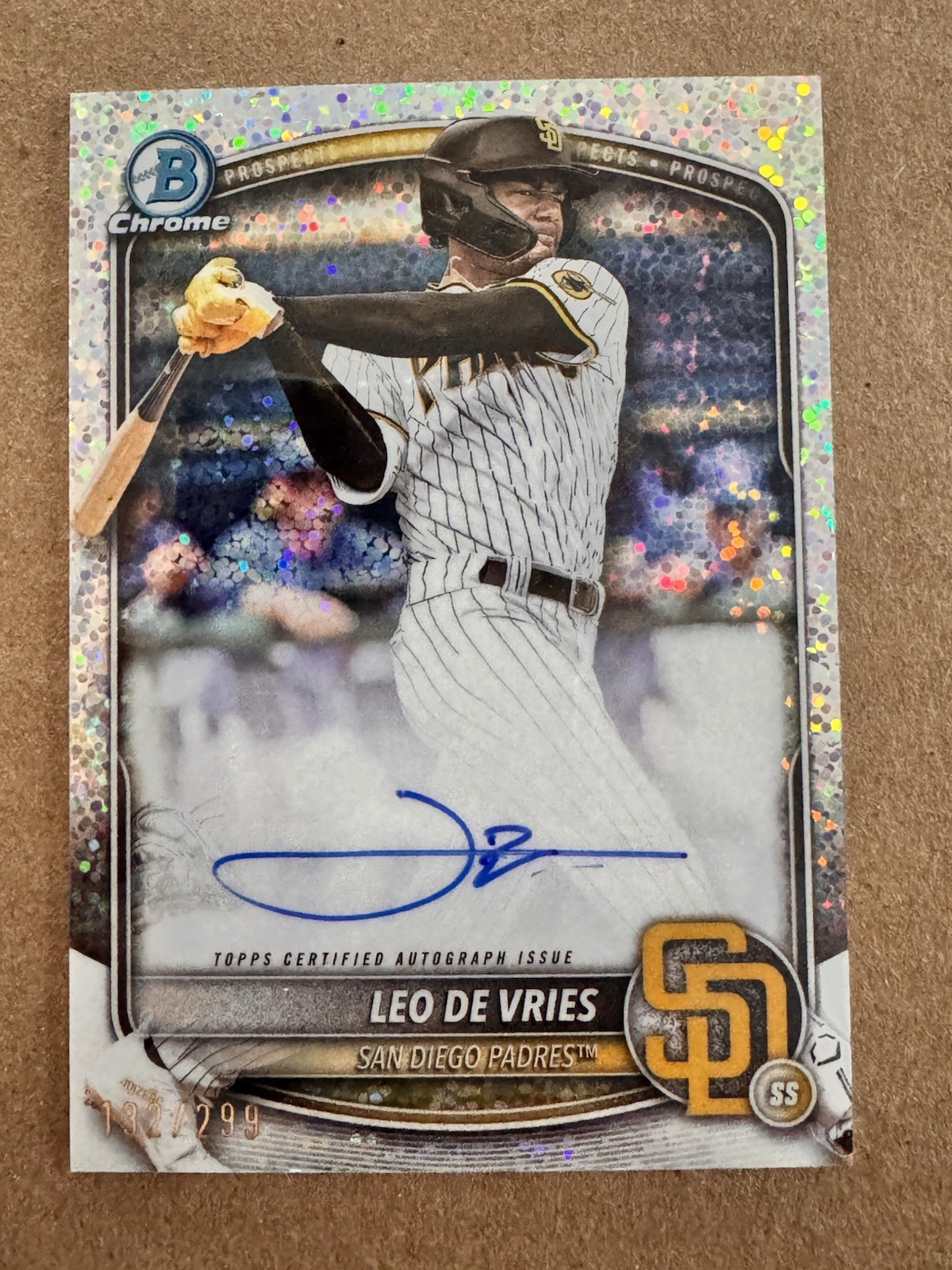 2025 Bowman - Chrome Prospect Auto Leo De Vries #CPA-LD Speckle Refractor /299