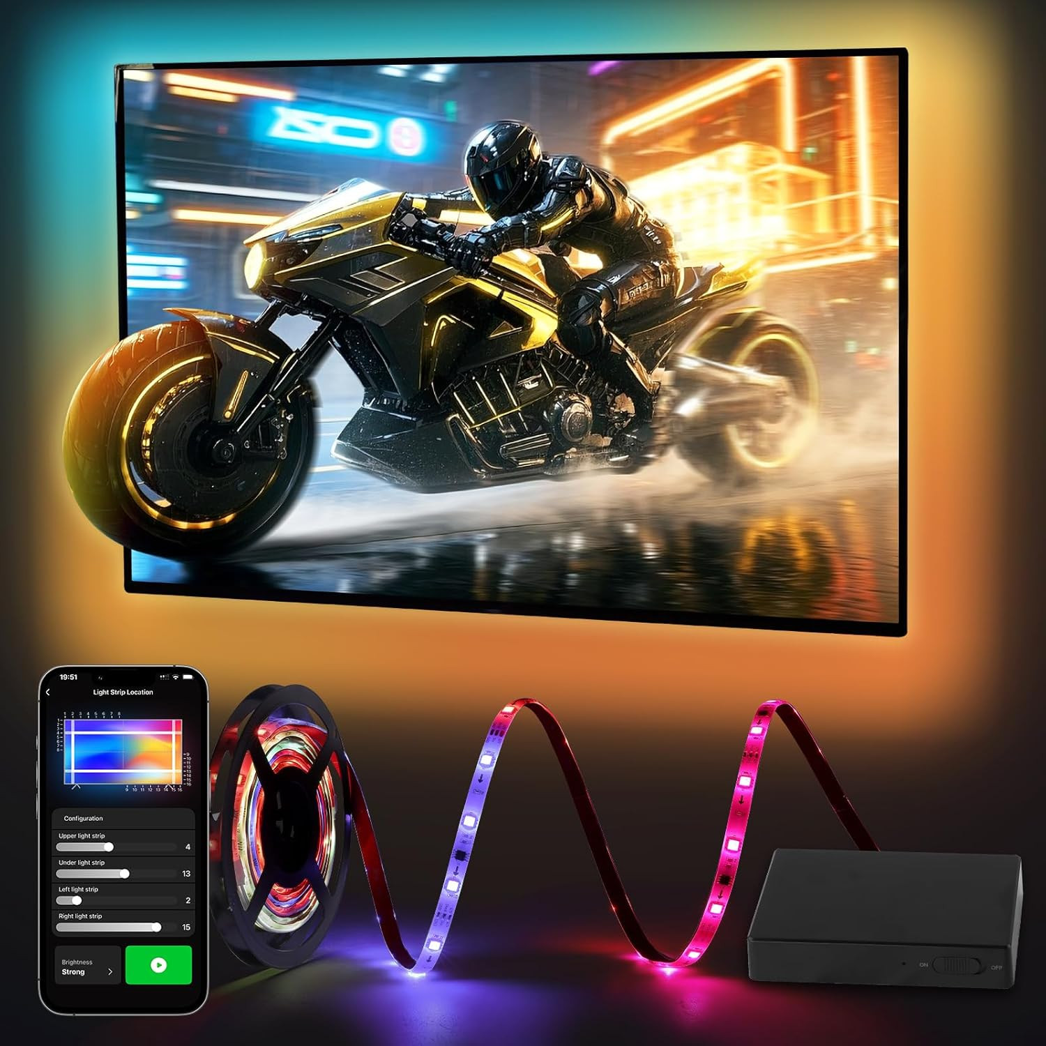 HDMI 2.1 Sync Box with TV Backlight, Sync to 75-90 Inch Screen and PC Monitor, S
