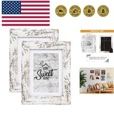 Rustic White 5x7 Picture Frame - Display Photos 4x6 with Mat or 5x7 Without M...