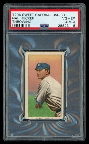 T206 Sweet Caporal 350 Nap Rucker Throwing Brooklyn PSA 4 VG-EX (MC) (66502)