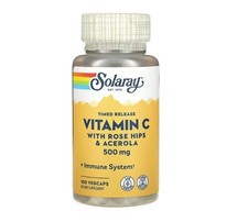 Solaray, Timed Release Vitamin C, 500 mg, Rose Hips  Acerola, 100 VegCaps