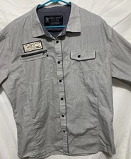 Marc Ecko Cut  Sew Stripe Print Long Sleeve Button Up Mens XL Great Condition
