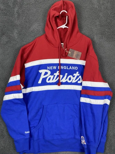FELPA CON CAPPUCCIO MITCHELL & Ness nfl new england patriots script head coach 5xl