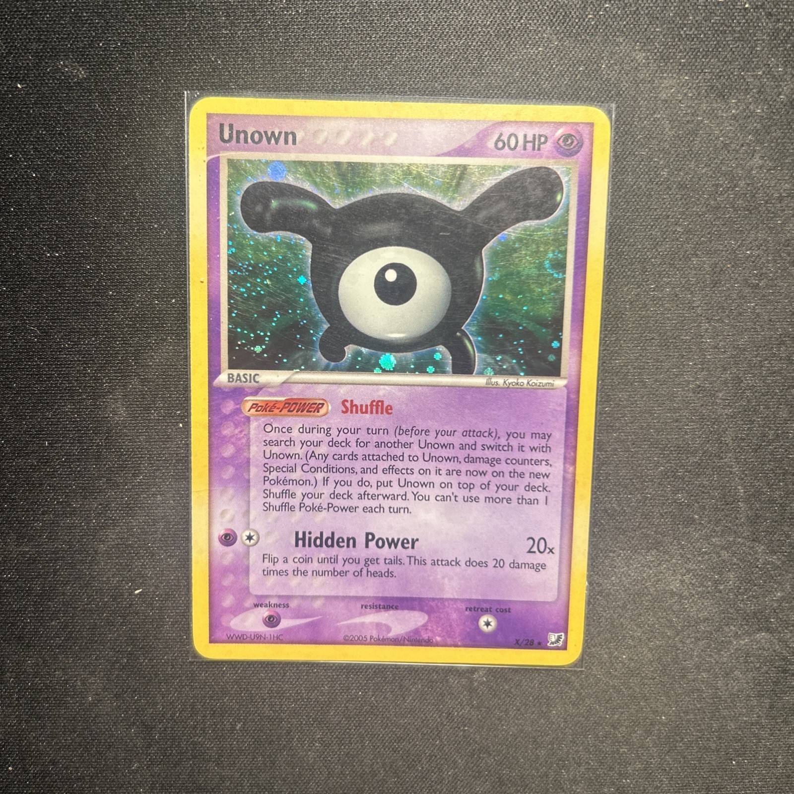 Unown (X) X/28 Unseen Forces Holo Rare 🌀 Swirl Pokemon - MP/LP