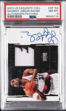 2003 UD EXQUISITE COLL AUTO PATCHES #AP-SA SHAREEF ABDUR-RAHIM 83/100 PSA 8 AUTO