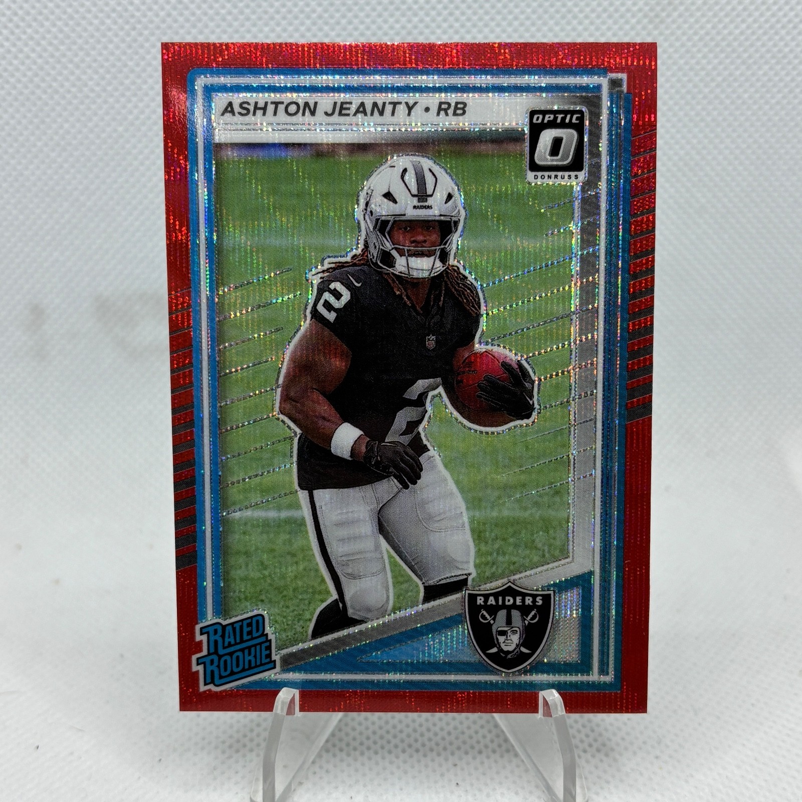 2025 Panini Donruss Ashton Jeanty #305 Optic Preview Red Wave Prizm RC