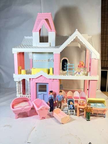 Vintage 90s Playskool Victorian Dollhouse With Accessories