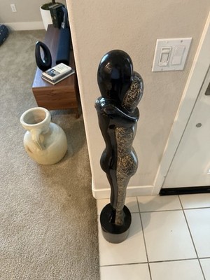 Marquis Collection Lovers Sculpture Black Silver Stone Romantic Decor