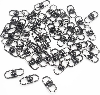 50Pcs Swivel Connectors Clasps Double Ended Eye Hooks Lanyards Key Ring for Jewe