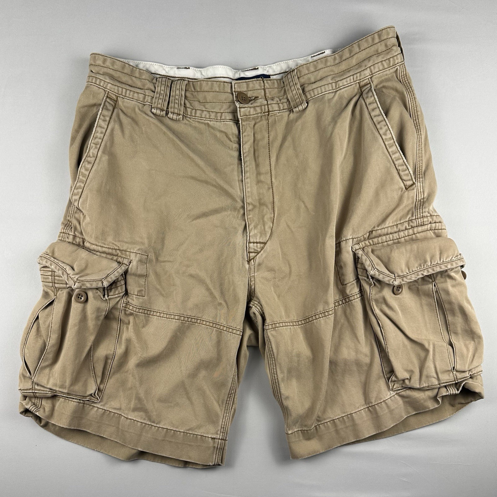 Polo Ralph Lauren Cargo Shorts Chino Mens 35 Khaki Y2k Hiking Vintage Workwear