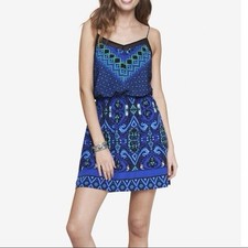 Express Blue Mosaic Print Mini Dress Multicolor Sleeveless Casual Women’s Small