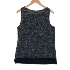 Jones New York Women  s Tank Top Large Gray Marled Stretch Sleeveless Layered Hem