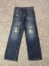 Cherokee Boys Size 7 Straight Jeans Distressed Dark Wash Y2K Streetwear Grunge