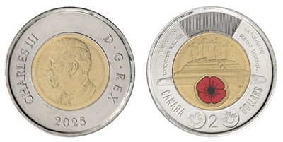 Canada 2 Dollars, 2025, N #530927, Mint, Commemorative (Colourized)