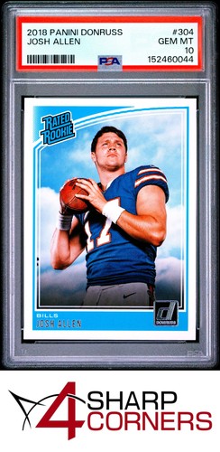2018 PANINI DONRUSS #304 JOSH ALLEN RC RATED ROOKIE BILLS PSA 10