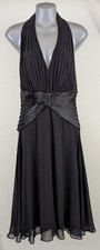 TADASHI sz 8 Fancy Halter Dress silk and satin black lined sleeveless tank 1363